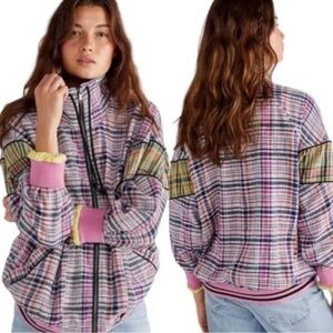 We the free  Free People plaid bomber track jacket